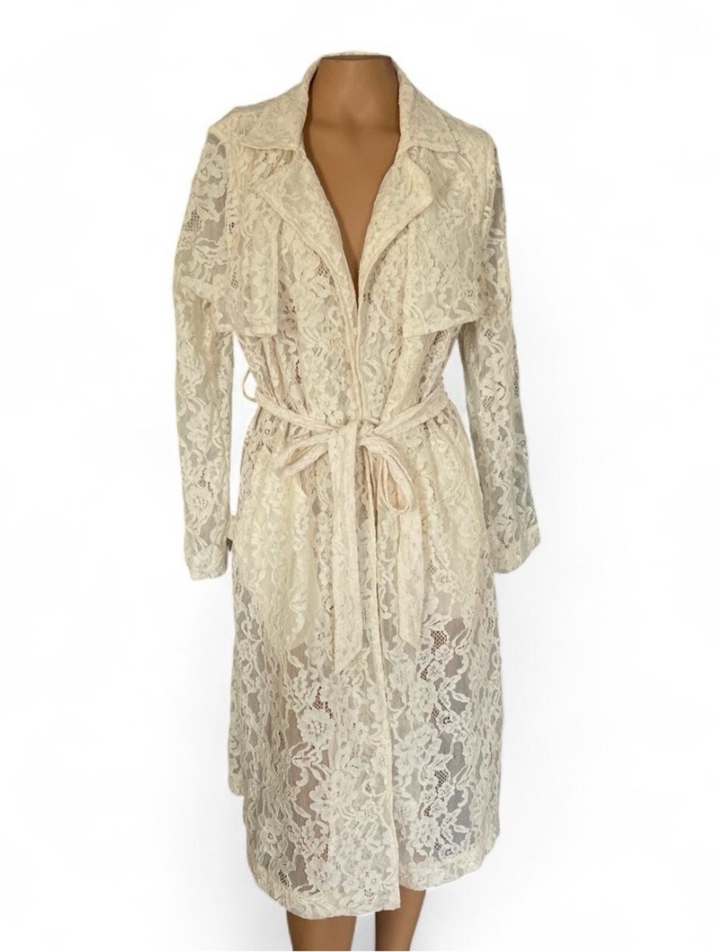 Express ivory lace trenchcoat